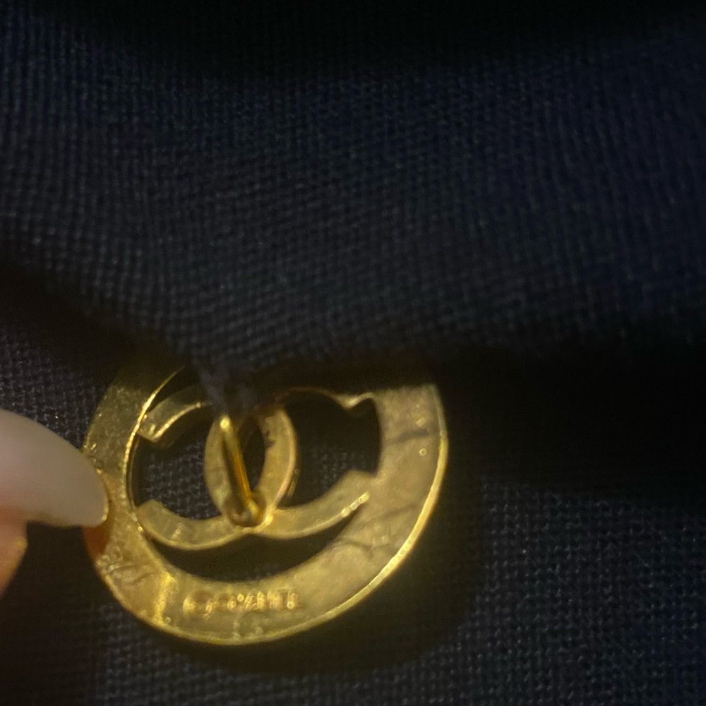 Vintage Chanel Boutique Navy Blue Double-Breasted CC Button Blazer - Picture 10 of 16